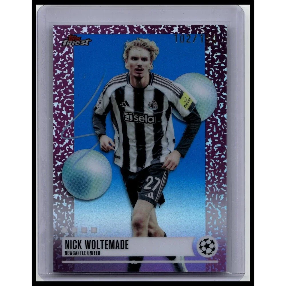 2025-26 Finest UEFA Nick Woltemade #321 Newcastle United Blue Refractor #/150